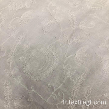 Tissu de broderie en ligne blanche